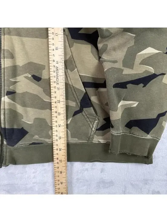 Y2K Nike Camouflage Full Zip Men Size 2XL Distressed Relax Fleece Pockets Camo - Picture 4 of 9